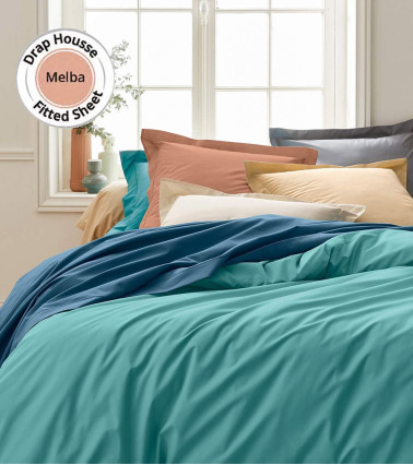 Drap housse uni percale de coton MELBA