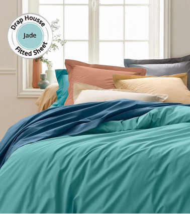 Drap housse uni percale de coton JADE