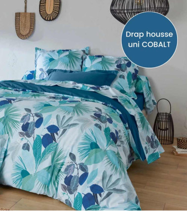 Drap de lit percale MOOREA COBALT