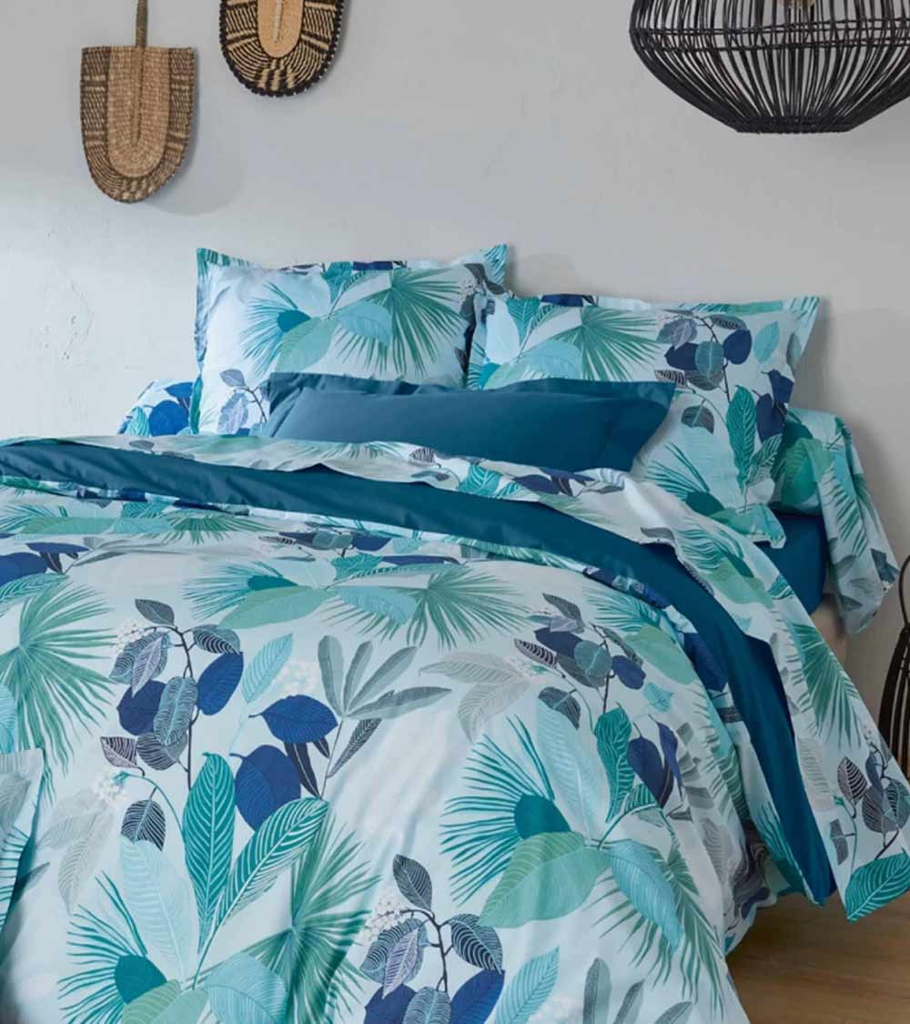 Drap de lit percale MOOREA COBALT