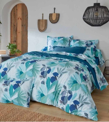 Drap de lit percale MOOREA COBALT
