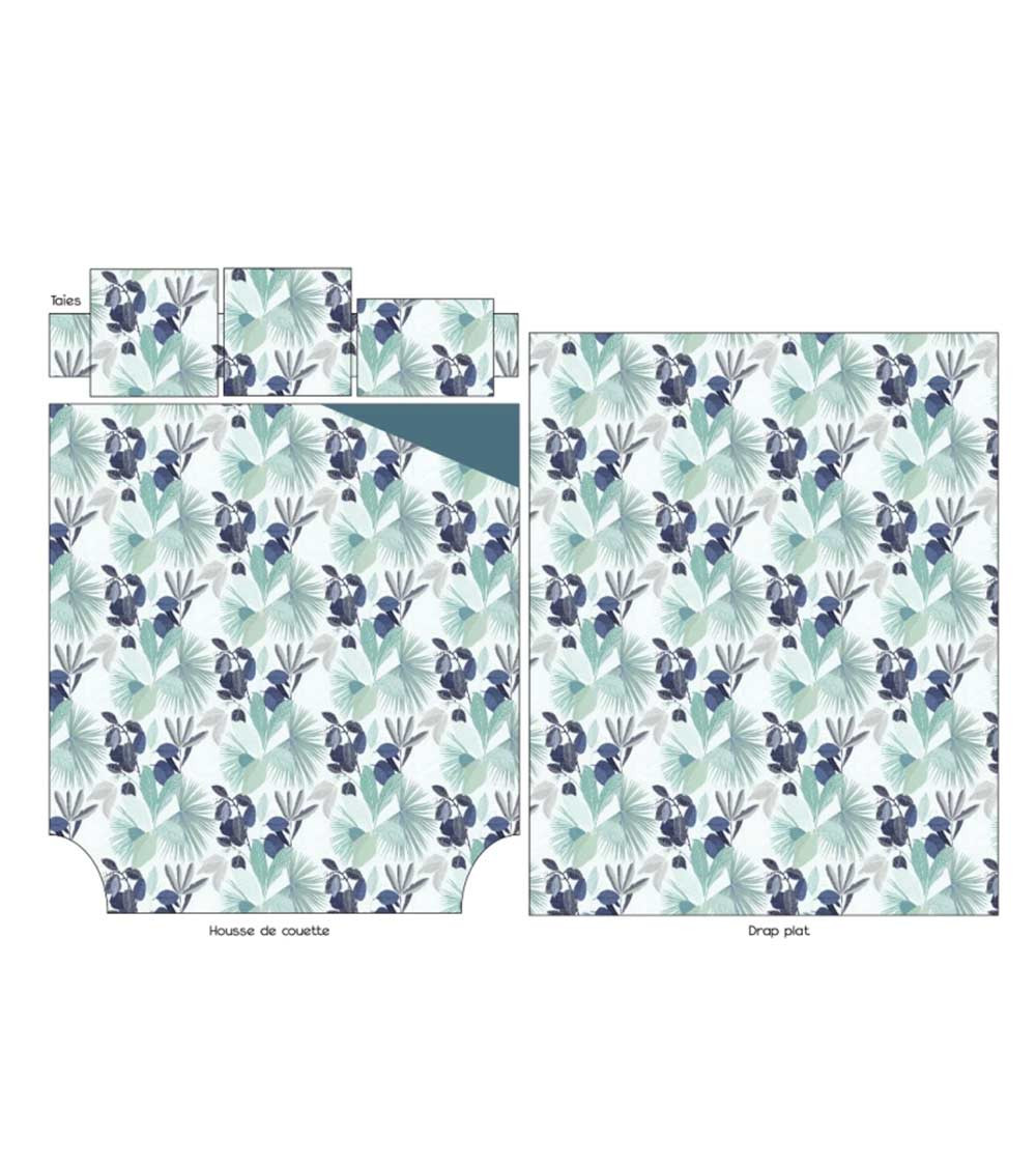 Drap de lit percale MOOREA COBALT