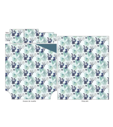 Drap de lit percale MOOREA COBALT