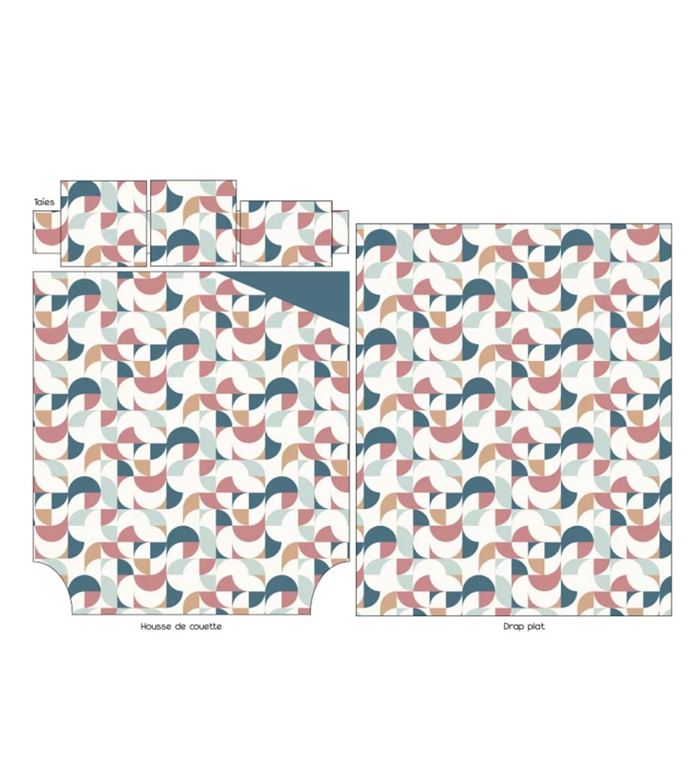 Taie d'oreiller percale MODULO COBALT