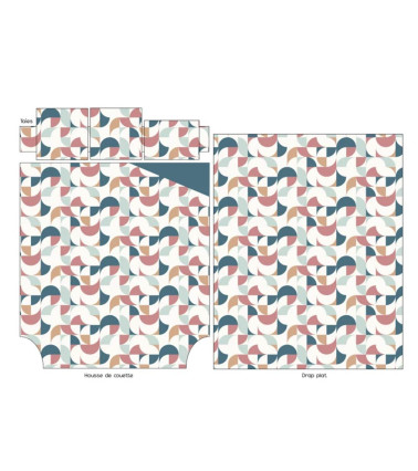 Taie d'oreiller percale MODULO COBALT