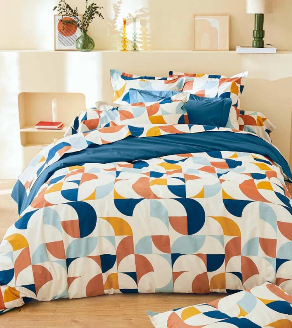 Drap de lit percale MODULO COBALT