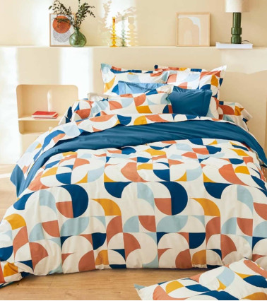 Drap de lit percale MODULO COBALT