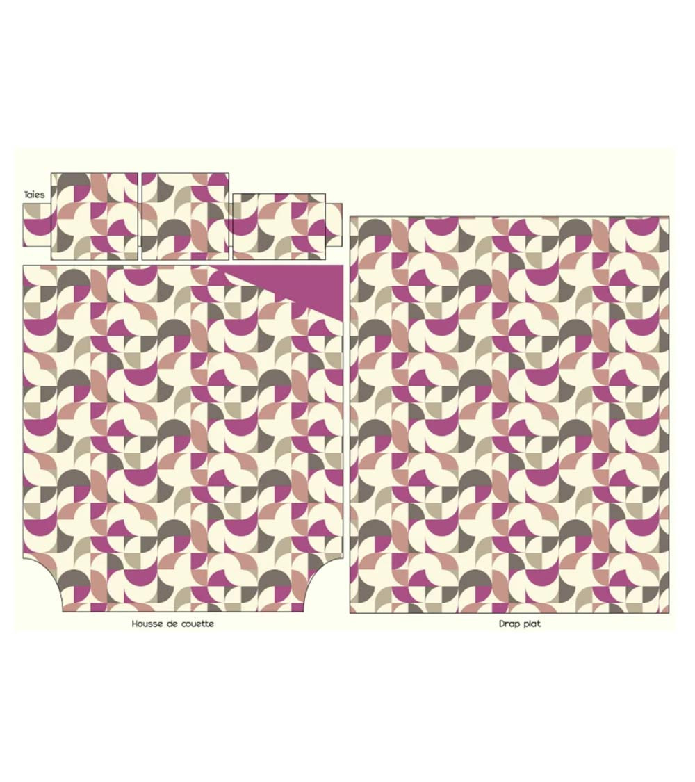 Housse de couette percale MODULO ACAJOU