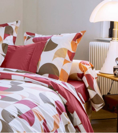 Taie d'oreiller percale MODULO ACAJOU