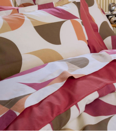 Taie d'oreiller percale MODULO ACAJOU