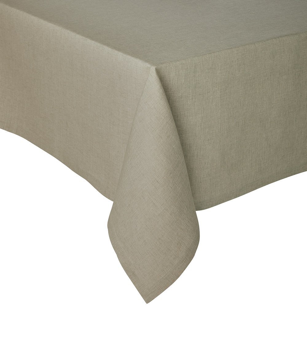 Nappe en lin Chambray Sauge, artisanat français, pour vos repas de prestige