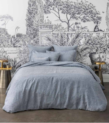 Housse de couette en chanvre Jouvence Marine gris bleu, Origine France garantie, linge de lit naturel, Alexandre Turpault