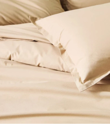 Taie de traversin unie en percale de coton BEIGE