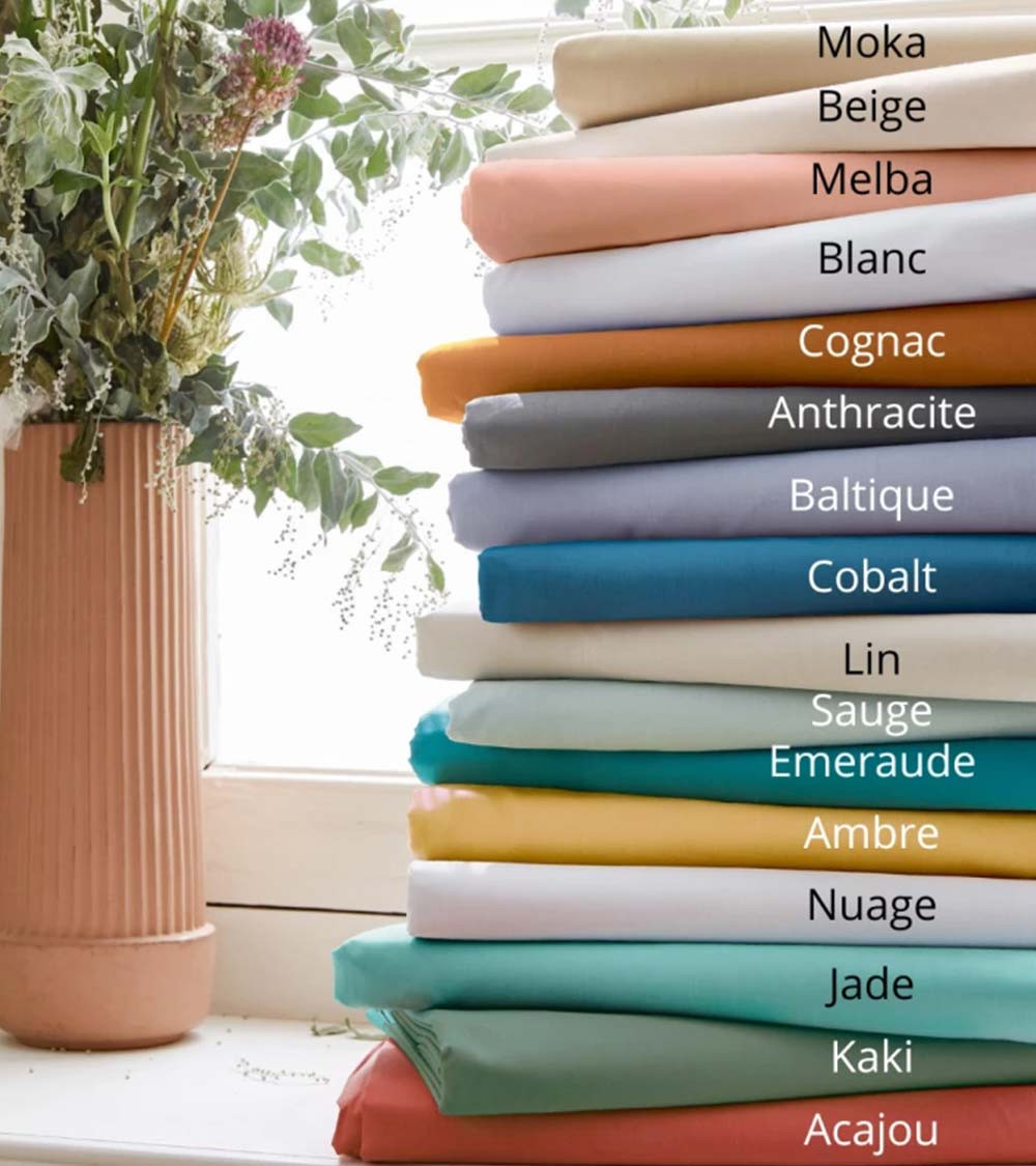 Drap housse uni percale de coton BEIGE pour lit articulé (tête et pieds relevables) grand choix de couleurs