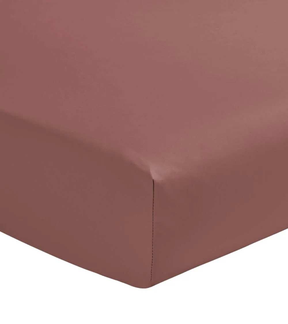 Drap Housse Percale Bois de Rose PREMIÈRE, linge de lit uni français