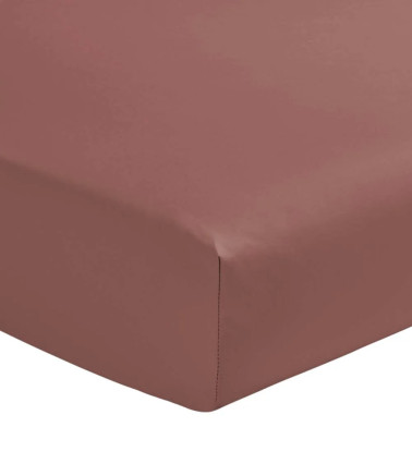 Drap Housse Percale Bois de Rose PREMIÈRE, linge de lit uni français