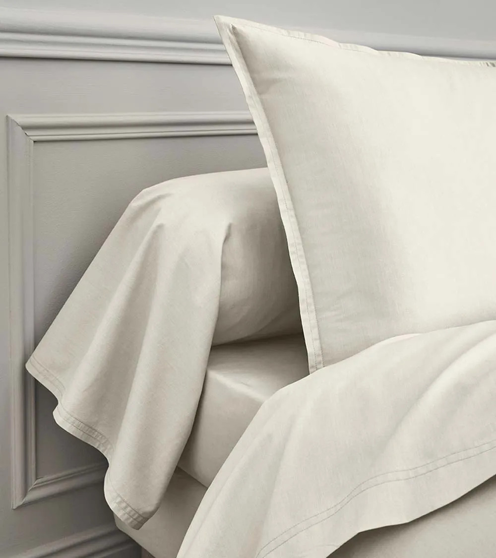 Housse de Couette Percale Meringue PREMIÈRE, linge de lit Français uni beige blanc cassé