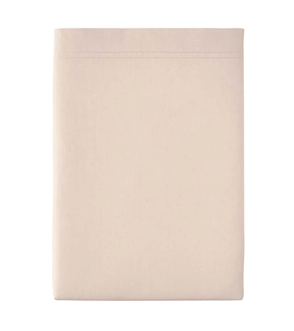 Drap plat Percale Lingerie PREMIÈRE, linge de lit uni, fabriqué en France, couleur beige poudré