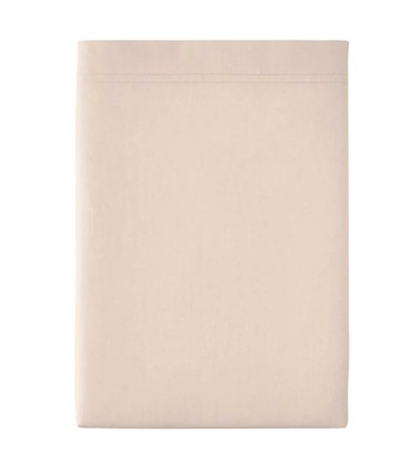 Drap plat Percale Lingerie PREMIÈRE, linge de lit uni, fabriqué en France, couleur beige poudré