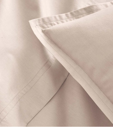 Drap plat Percale Lingerie PREMIÈRE, linge de lit uni, fabriqué en France, couleur beige poudré