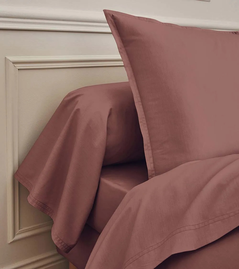 Housse de Couette Percale Bois de Rose PREMIÈRE, linge de lit fabriqué en France, couleur unie