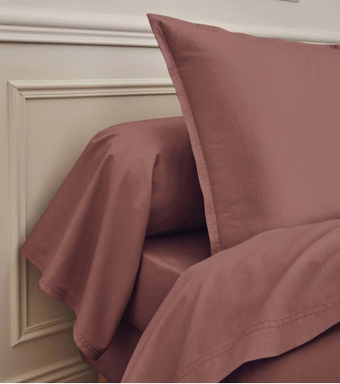 Housse de Couette Percale Bois de Rose PREMIÈRE, linge de lit fabriqué en France, couleur unie