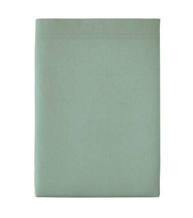 Drap plat Percale Sauge PREMIÈRE, vert clair sauge, fabriqué en France, drap de lit uni