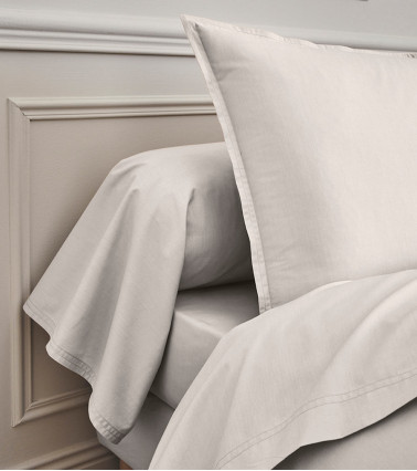 Drap Housse Percale Gris Perle PREMIÈRE, linge de lit fabriqué en France, linge de maison, gris clair poudré perlé