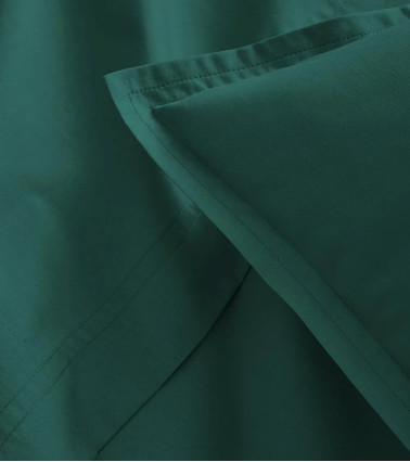 Taie d'Oreiller Percale Forêt PREMIÈRE, fabrication française, linge de maison uni, vert foncé profond naturel