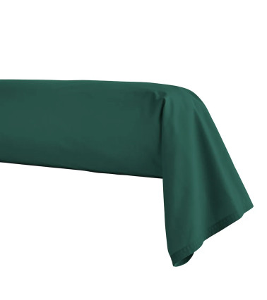 Taie Traversin Percale Forêt PREMIÈRE, linge de lit fabrication française, couleur uni vert foncé bleu profond naturel