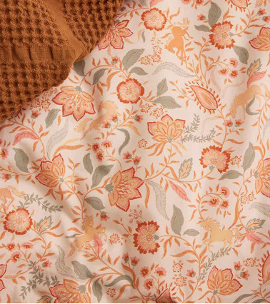 Taie d'Oreiller Percale ALLURE, linge de lit motif multicolore en percale de coton, linge de maison fabriqué en France