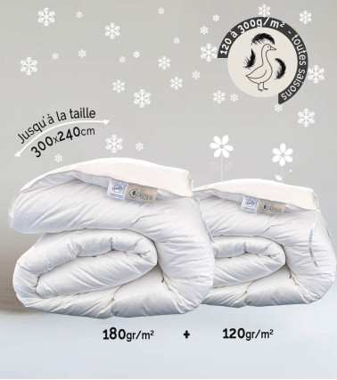 Couette duvet d'oie neuf - 4 saisons - été, tempéré pour les mi saison et hiver 120g 180g - Castex