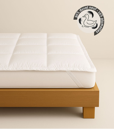 Surmatelas duvet neuf canard, moelleux 700 cuin, Origine France Garantie
