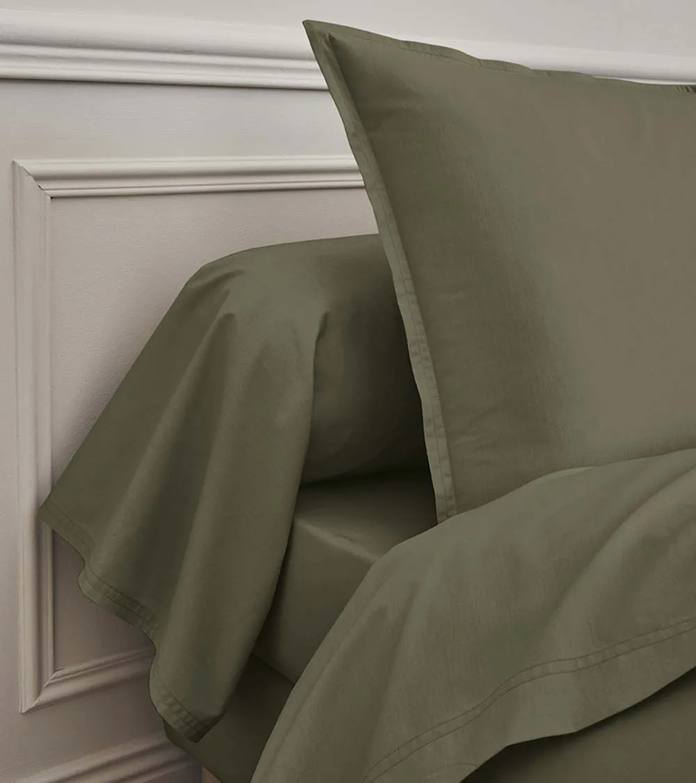 Drap Housse Percale Jungle PREMIÈRE, linge de lit fabriqué en France, vert foncé fougère foret