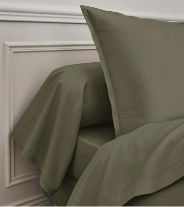Taie Traversin Percale Jungle PREMIÈRE, linge de lit made in France, vert foncé forêt, kaki, Essix