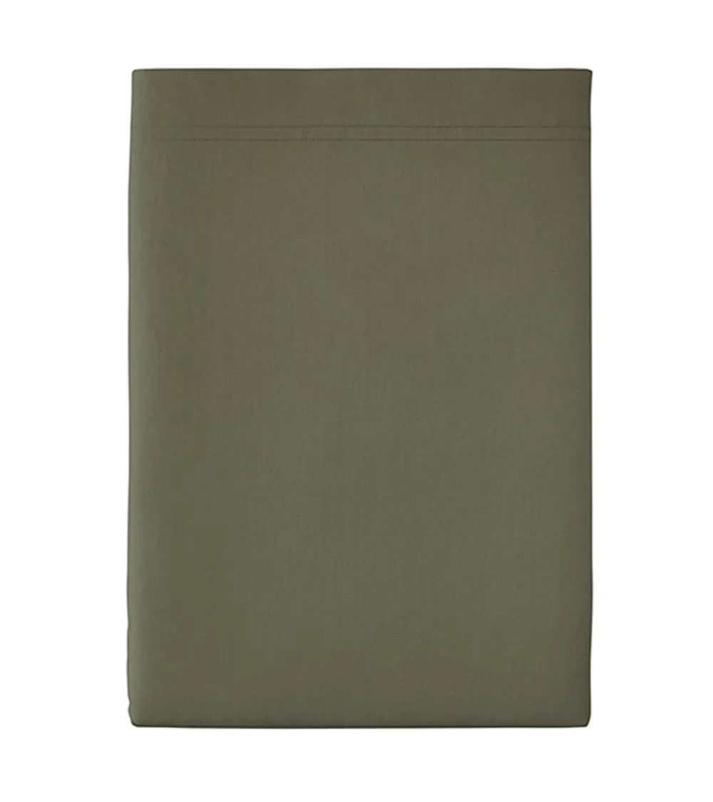 Drap plat Percale Jungle PREMIÈRE, linge de lit fabriqué en FRANCE, vert foncé kaki forêt, Essix
