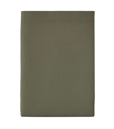 Drap plat Percale Jungle PREMIÈRE, linge de lit fabriqué en FRANCE, vert foncé kaki forêt, Essix