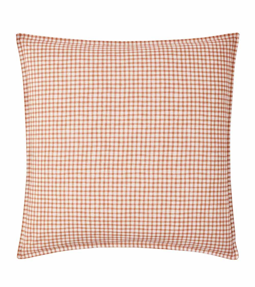 Taie d'Oreiller MINI VICHY, linge de lit fabriqué en France, motif carreaux beige et marron