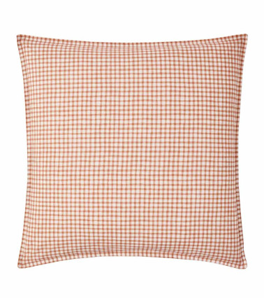 Taie d'Oreiller MINI VICHY, linge de lit fabriqué en France, motif carreaux beige et marron
