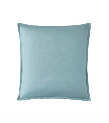 Taie d'Oreiller Percale Bleu Glacier PREMIÈRE, linge de lit Fabriqué en France, bleu froid clair