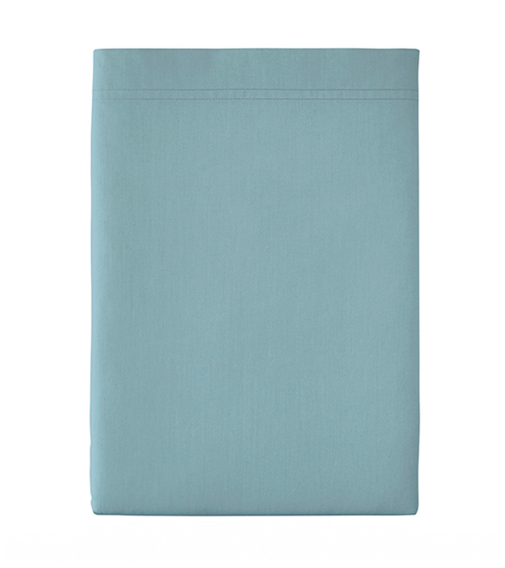Drap plat Percale Bleu Glacier PREMIÈRE, linge de lit uni fabriqué en FRANCE, 180x290 cm, 240x300 cm, 270x300 cm, drap de lit