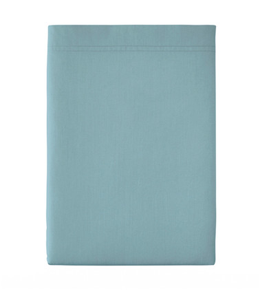 Drap plat Percale Bleu Glacier PREMIÈRE, linge de lit uni fabriqué en FRANCE, 180x290 cm, 240x300 cm, 270x300 cm, drap de lit