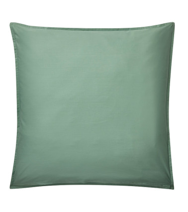 Taie d'Oreiller CUEILLETTE, linge de lit pour enfant fabriqué en France, motif fleuri et éléphants, vert sauge