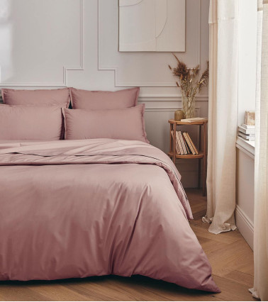Housse de Couette Percale LILAS PREMIÈRE, linge de lit fabriqué en France uni rose violet poudré