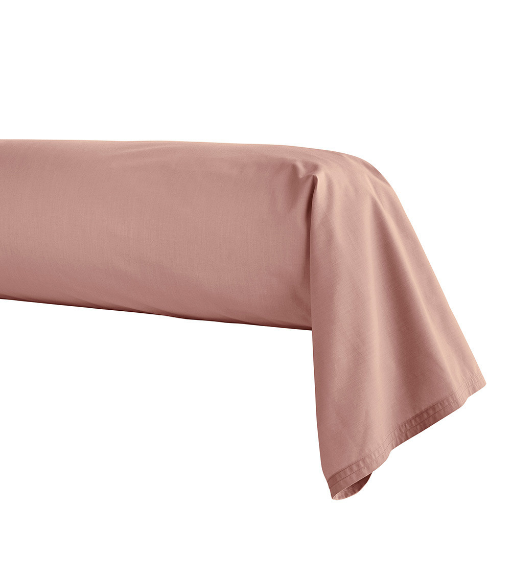 Taie Traversin Percale LILAS PREMIÈRE, linge de lit uni fabriqué en FRANCE, rose poudré violet, 43x230 cm et 43x190 cm
