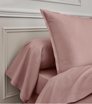 Taie Traversin Percale LILAS PREMIÈRE, linge de lit uni fabriqué en FRANCE, rose poudré violet, 43x230 cm et 43x190 cm