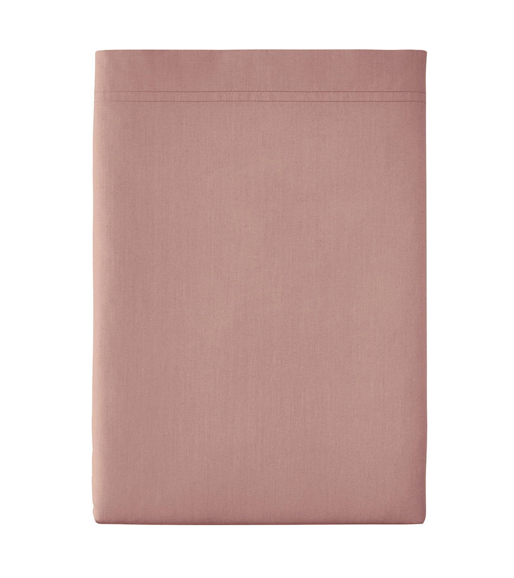 Drap plat Percale LILAS PREMIÈRE, linge de lit uni fabriqué en France, violet rose poudré, 180x290, 240x300, 270x300 cm