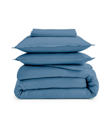 Taie d'oreiller unie en percale de coton ARDOISE, linge de lit uni fabriqué en France, 50x70 cm, 65x65 cm