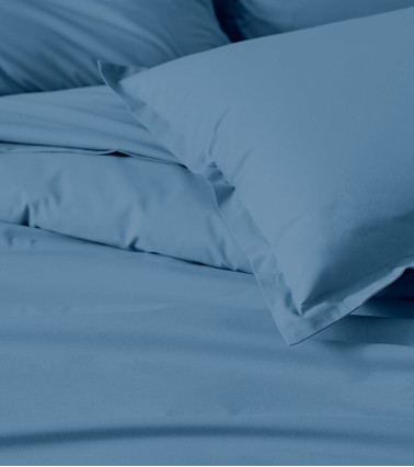 Drap housse uni percale de coton ARDOISE tête et pieds relevables, linge de lit uni fabriqué en France