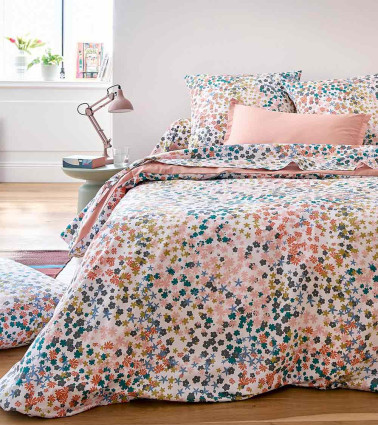 Housse de couette percale de coton LOLITA OPALE, linge de lit fabriqué en France